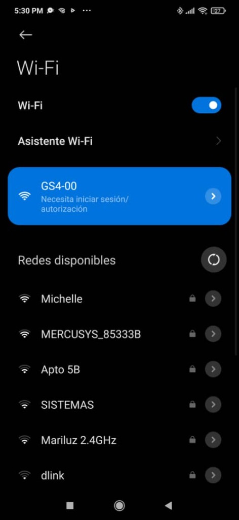 Seleccionando red GS4-00