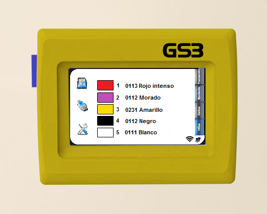 Visualización de colores del bordado a transmitir